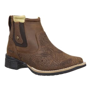 Botina Feminina Bico Quadrado Terra Floral Zebu 36666