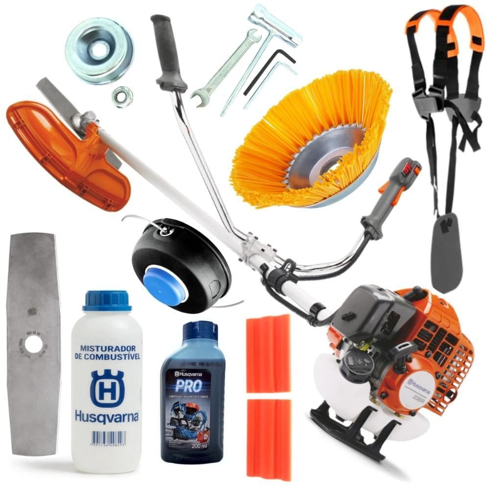 Roçadeira Husqvarna 236R Lâmina 2p Escova Nylon Para Limpeza