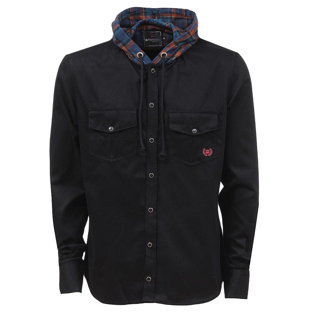Camisa Sarja Masculina Preta Com Capuz Os Vaqueiros 36927