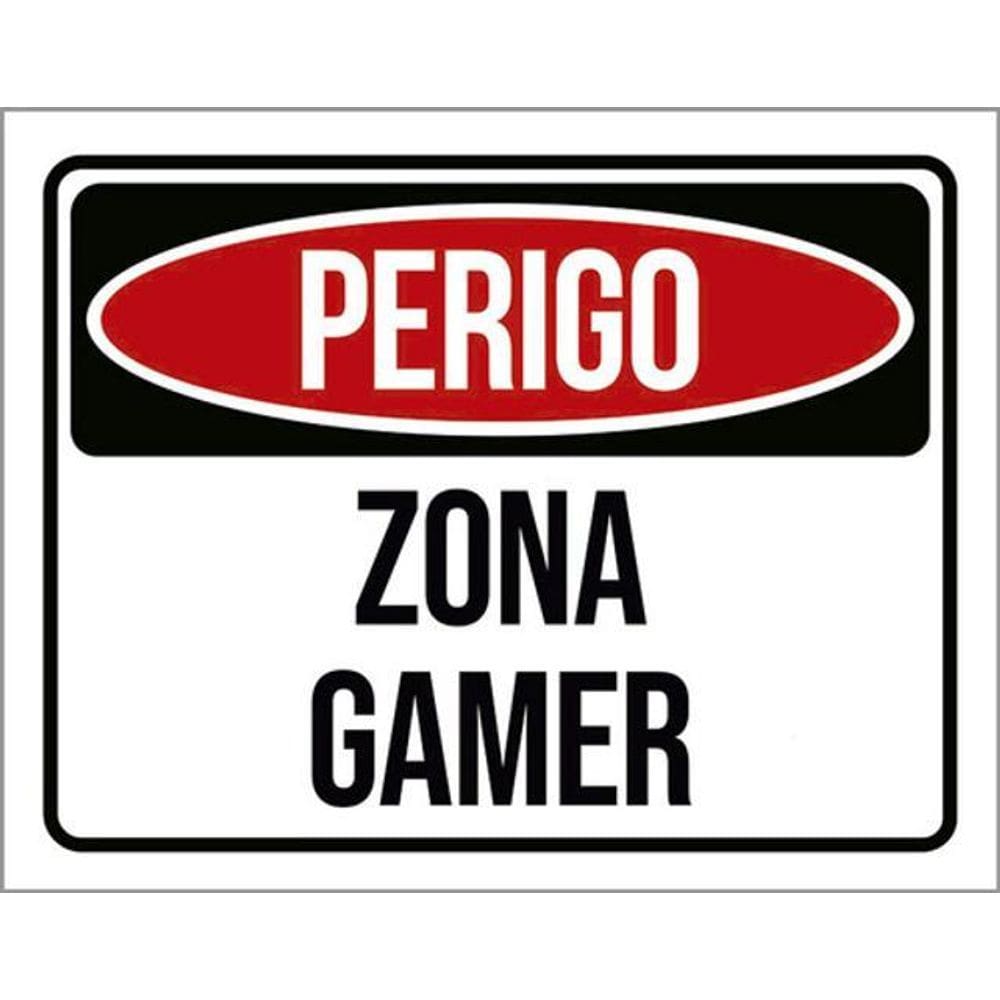 Kit 10 Placas Perigo Zona Gamer 36X46