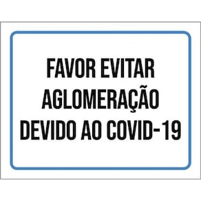 Kit 10 Placas Favor Evitar Aglomeração 36X46