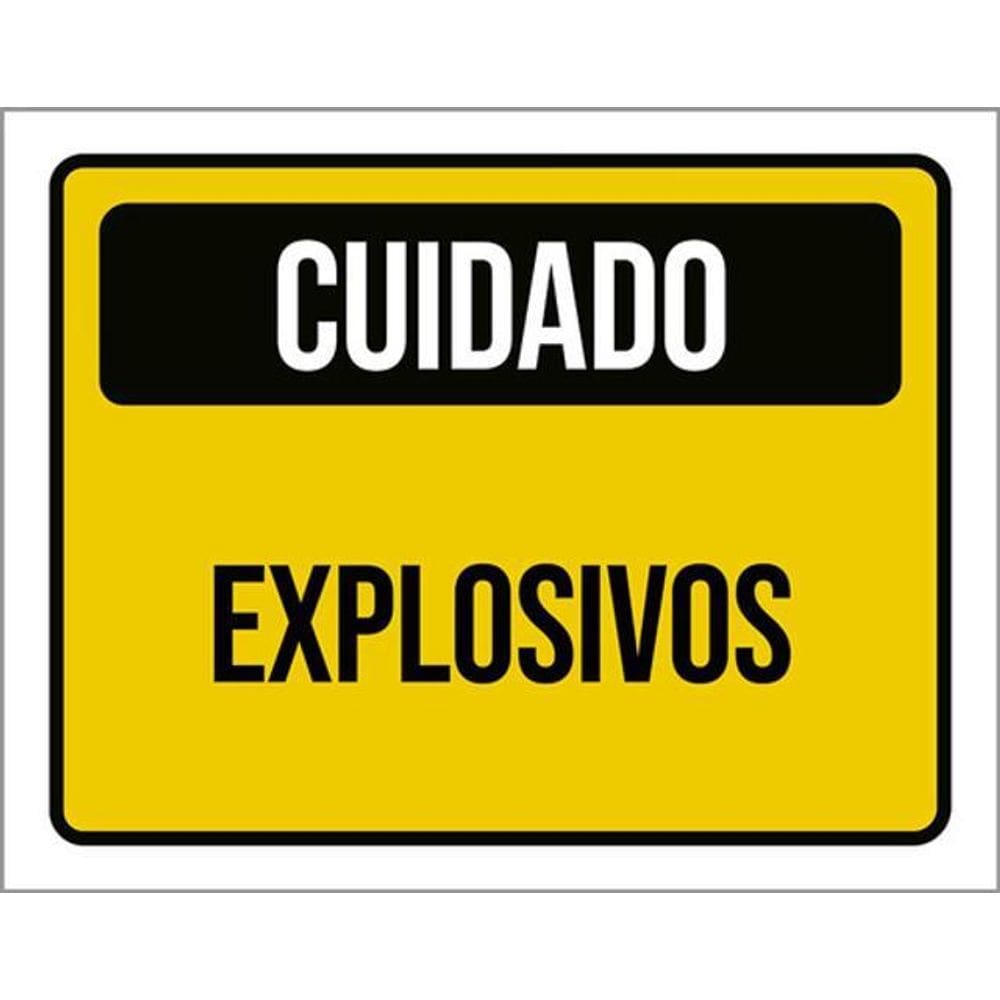 Kit 10 Placas Cuidado Explosivos Amarela 36X46