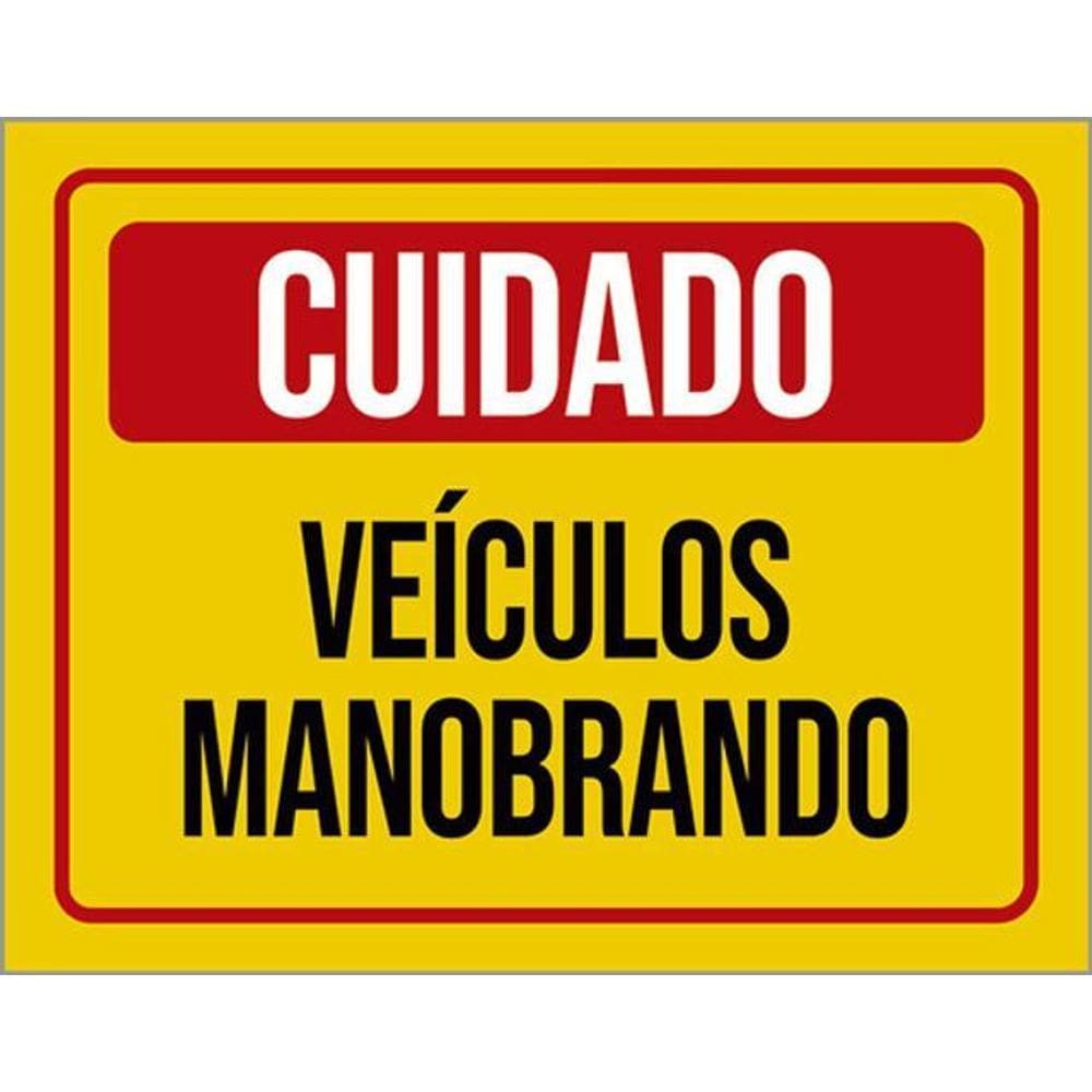 Kit 5 Placas Cuidado Veículos Manobrando Amarela 36X46