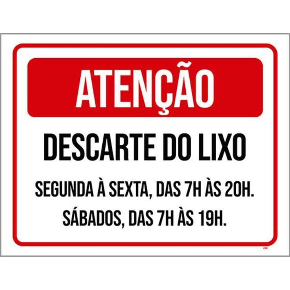 Kit 10 Placas Atenção Descarte Lixo Vermelha 36X46