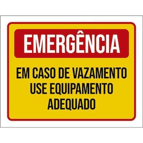 Kit 10 Placa Emergência Caso Vazamento Use Equipamento 36X46