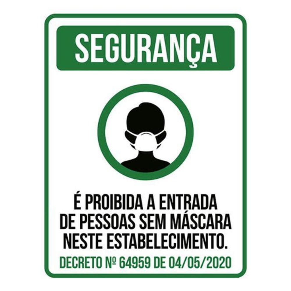 Kit 10 Placa Proibida Entrada S Máscara Estabelecimento36X46