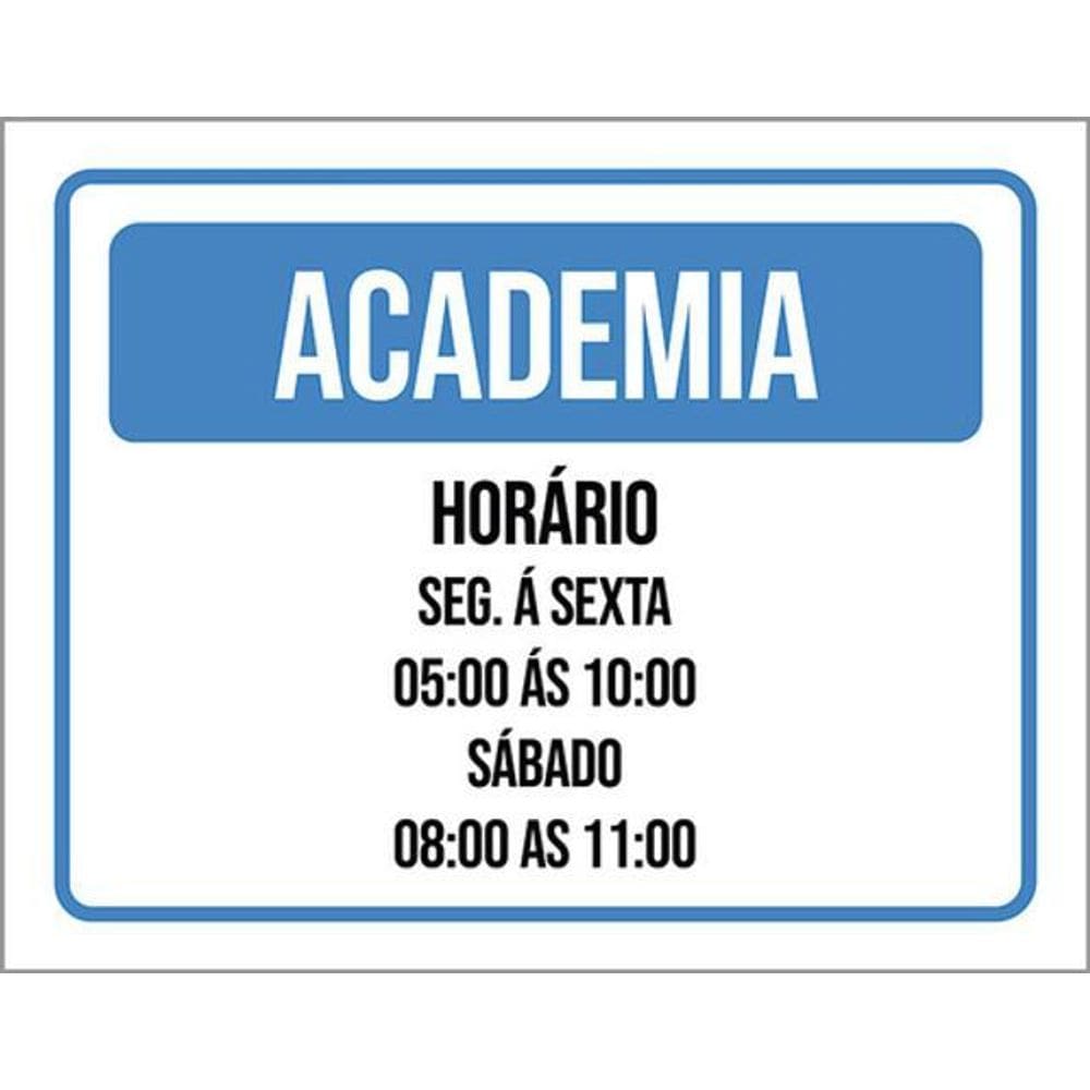 Kit 10 Placas Academia Horário Segunda Sexta Sábado 36X46