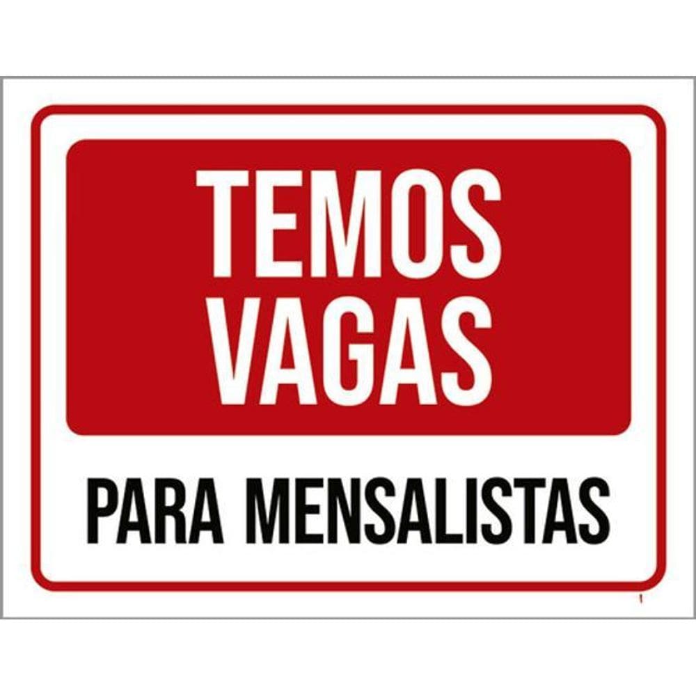 Kit 10 Placas Temos Vagas Para Mensalistas 36X46