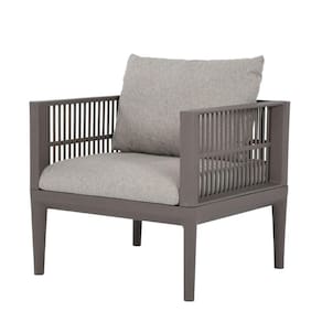 Poltrona MauÍ Fratini 68cm (largura) Base Aço Assento Polipropileno Estofado Cinza Resistente a Água