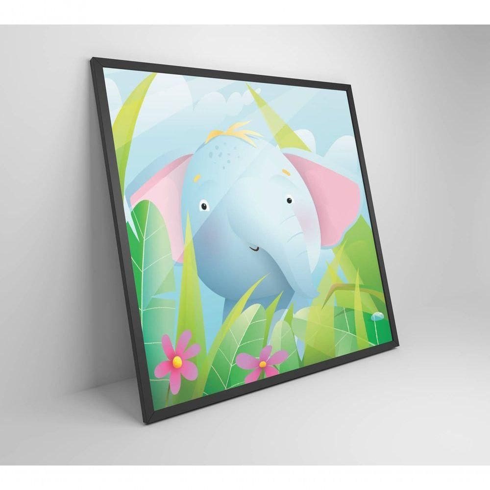 Quadro Infantil Elefante Medidas 80x80 Cm Impressão Tecido Canvas