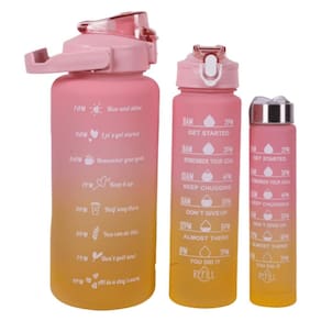 Kit com 3 Garrafas De Água Motivacional Rose 2 Litros + 800ml + 500ml