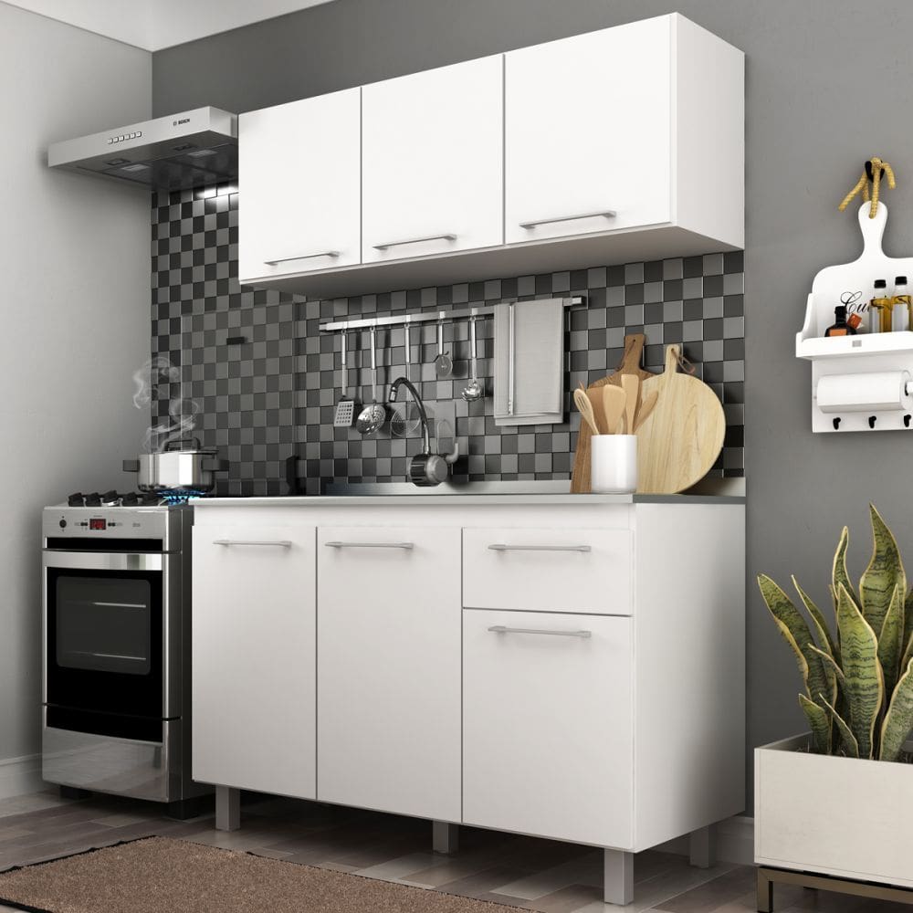 Cozinha Compacta Lara 6 Portas 1 Gaveta Branco - Jcarvalho