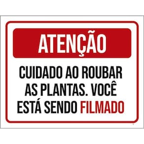 Kit 10 Placas Atenção Cuidado Roubar Plantas 36X46