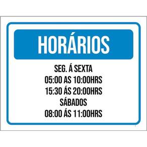Kit 3 Placas Horários Azul Segunda Sexta 36X46