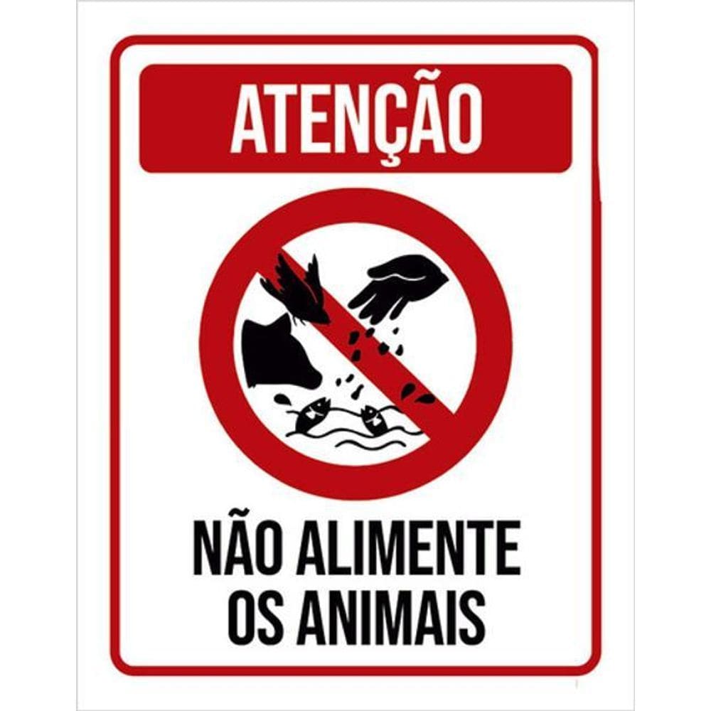 Kit 3 Placas Atenção Não Alimente Os Animais 36X46