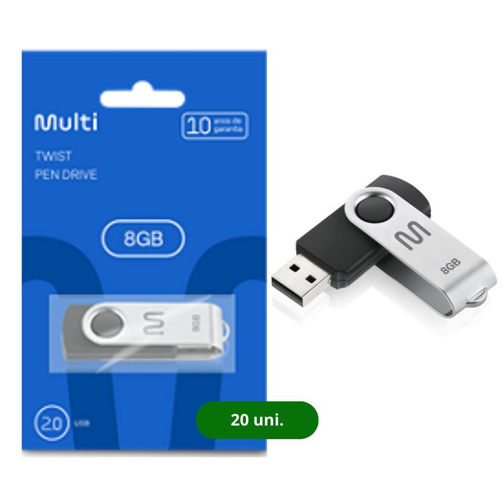 Kit Pen Drive Twist 8GB 20 unidades Preto Multi - PD587K