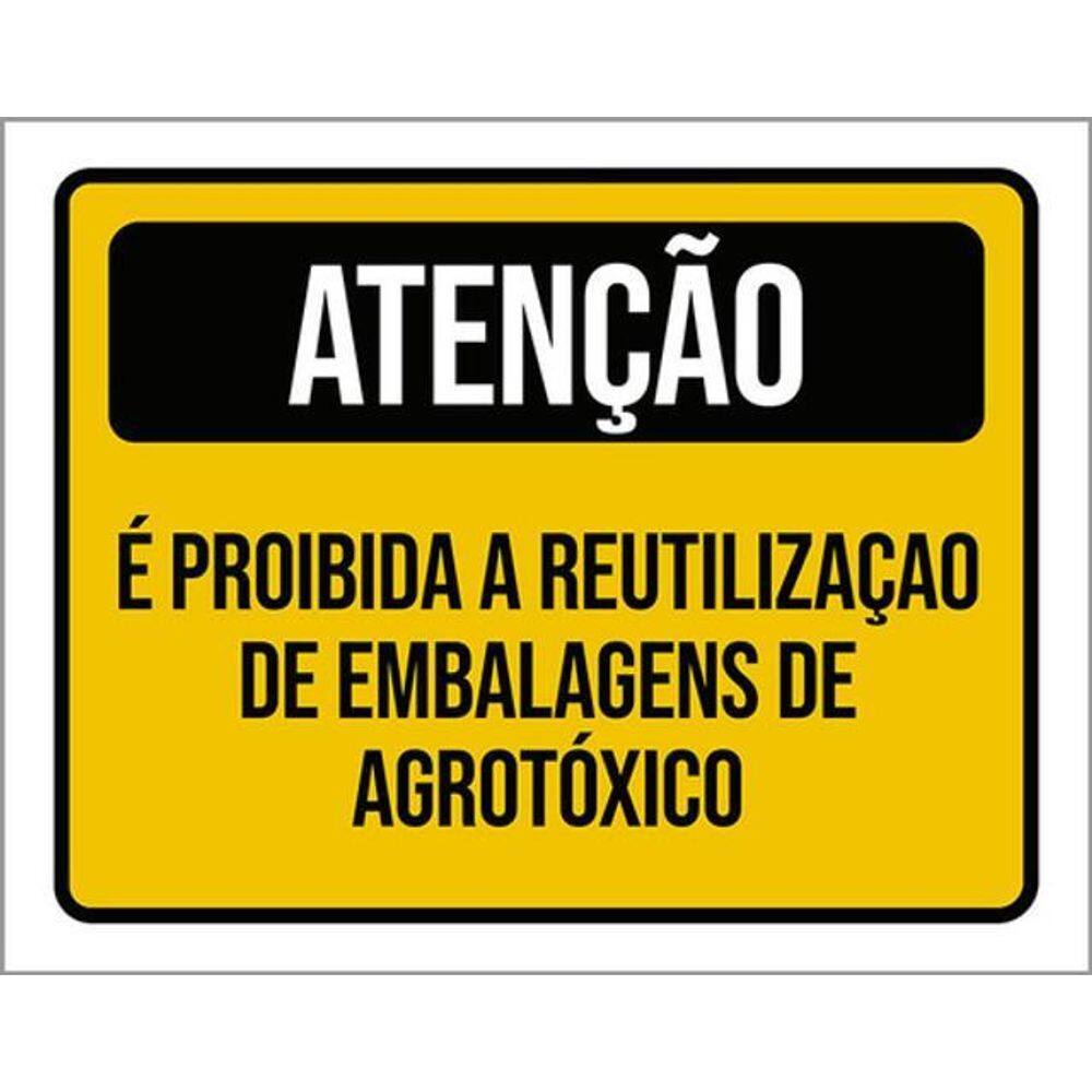 Kit 3 Placas Atenção Proibida Reutilização Embalagem 36X46