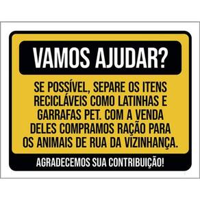 Placa Sinalização - Vamos Ajudar Separe Recicláveis 36X46