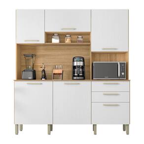 Armário de Cozinha Compacta 6 Portas e 2 Gavetas 180cm Dali Freijó/Supremo - Pallazio