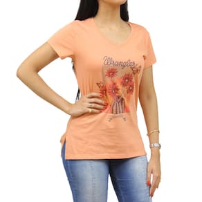 Camiseta Feminina Laranja Floral Wrangler 34680