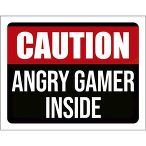 Kit 10 Placas Caution Angry Gamer Inside 36X46