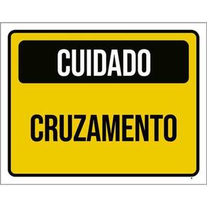 Kit 10 Placas Cuidado Cruzamento Amarelo 36X46