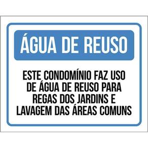 Kit 3 Placas Água Reuso Condomínio Azul 36X46