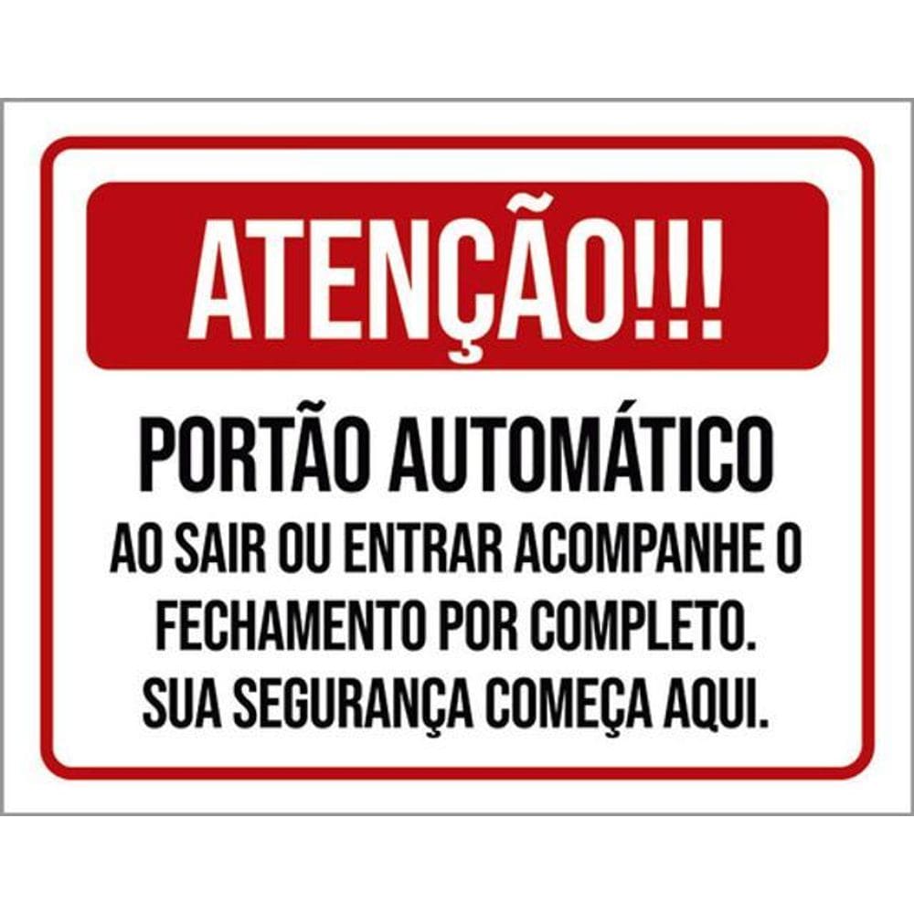 Kit 10 Placas Portão Automático Segurança 36X46