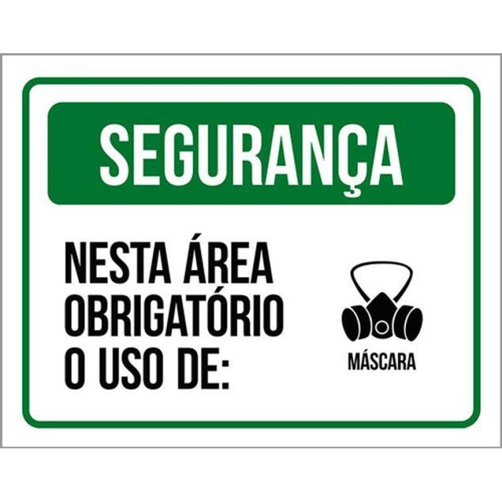 Kit 10 Placa Segurança Área Obrigatório Uso Máscara 36X46