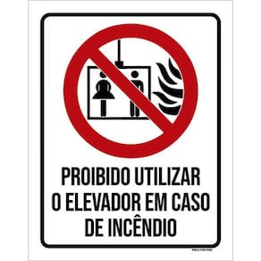 Kit 10 Placa Utilizar Elevador Caso Incêndio Ícone 36X46