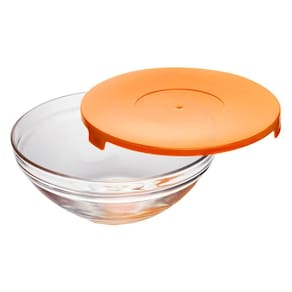 Tigela de Vidro com Tampa Laranja 600ml 1 peça - Casambiente