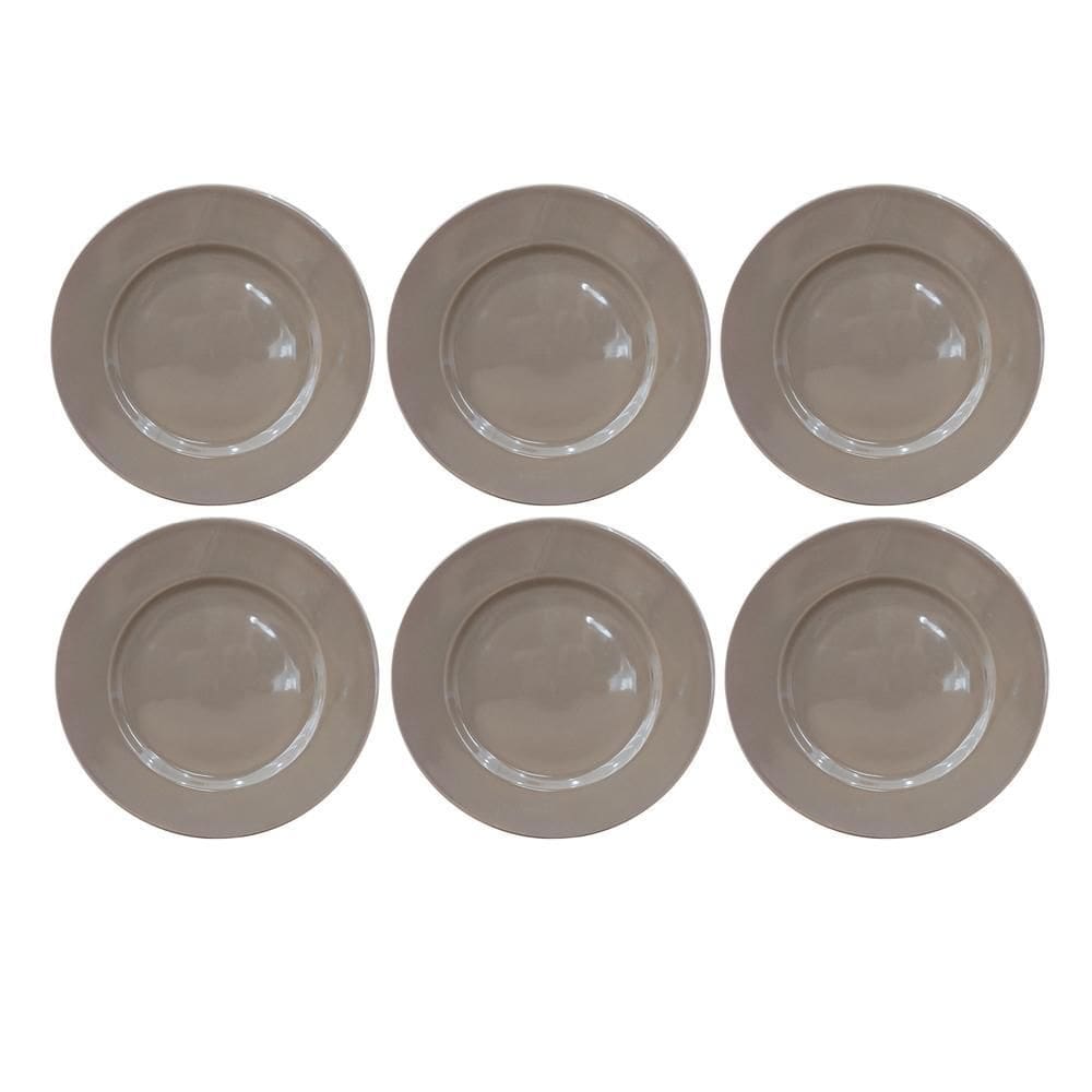 Jogo 6 Pratos Raso Cerâmica Nude 26Cm Class Home