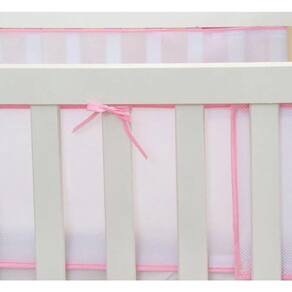 Protetor Lateral Tela Para Mini Berço Respirável Rosa