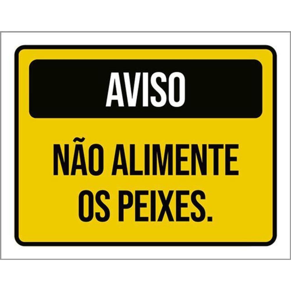 Kit 10 Placas Aviso Não Alimente Peixes Amarela 36X46