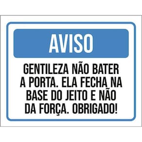 Kit 3 Placa Gentileza Não Bater Porta Jeito Força 36X46