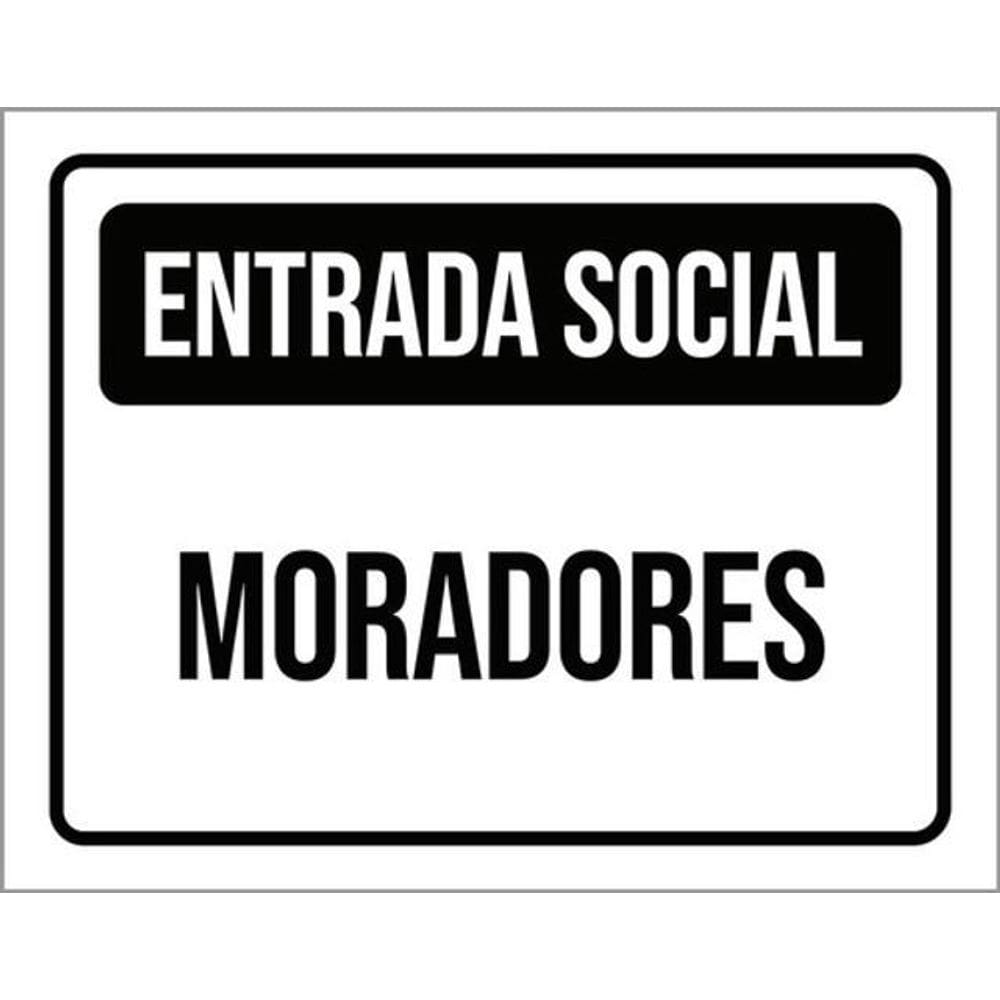 Kit 10 Placas Entrada Social Moradores 36X46