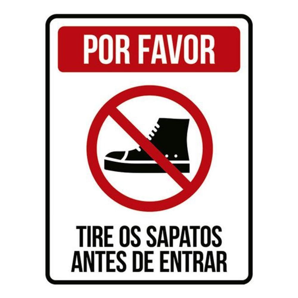 Kit 10 Placa Favor Tire Sapatos Antes Entrar Ícone 36X46