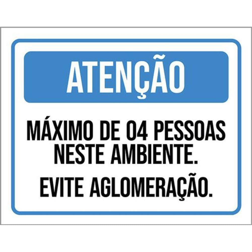 Kit 10 Placa Máximo 4 Pessoas Neste Ambiente 36X46