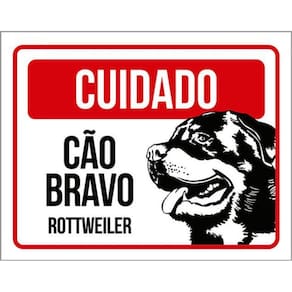 Kit 10 Placas Cuidado Cão Bravo Rottweiler 36X46