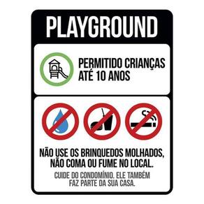 Kit 5 Placas Playground Regras De Uso 36X46