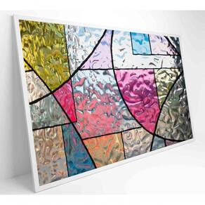 Quadro Vitral Geométrico Colorido Medidas 60x40 Cm Impressão Vidro Acrílico
