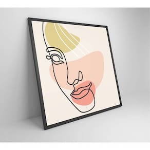 Quadro Feminino Silhueta Face Artística Contínua Medidas 80x80 Cm Impressão Tecido Canvas