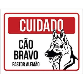 Kit 10 Placas Cuidado Cão Bravo Pastor Alemão Pb 36X46