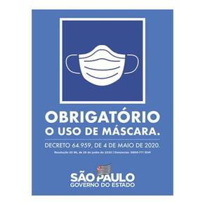 Kit 10 Placas Obrigatório Uso Máscara Governo 36X46