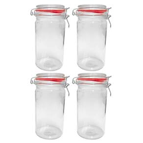 Kit 4 Potes Hermético Vidro Trava Metal 1000Ml Class Home