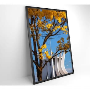 Quadro Ipê Amarelo Catedral Ao Fundo Medidas 80x120 Cm Tipo De Impressão Tecido Canvas