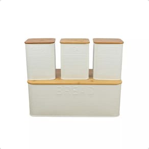 Conjunto Porta Pão Bambu 3 Potes White Bh23353