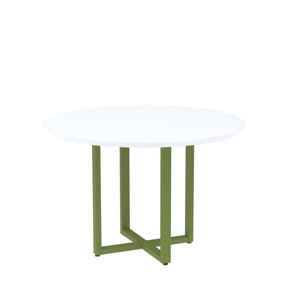 Mesa de Reunião Redonda 100cm Mrr1100p25tub Branco/Verde Miró