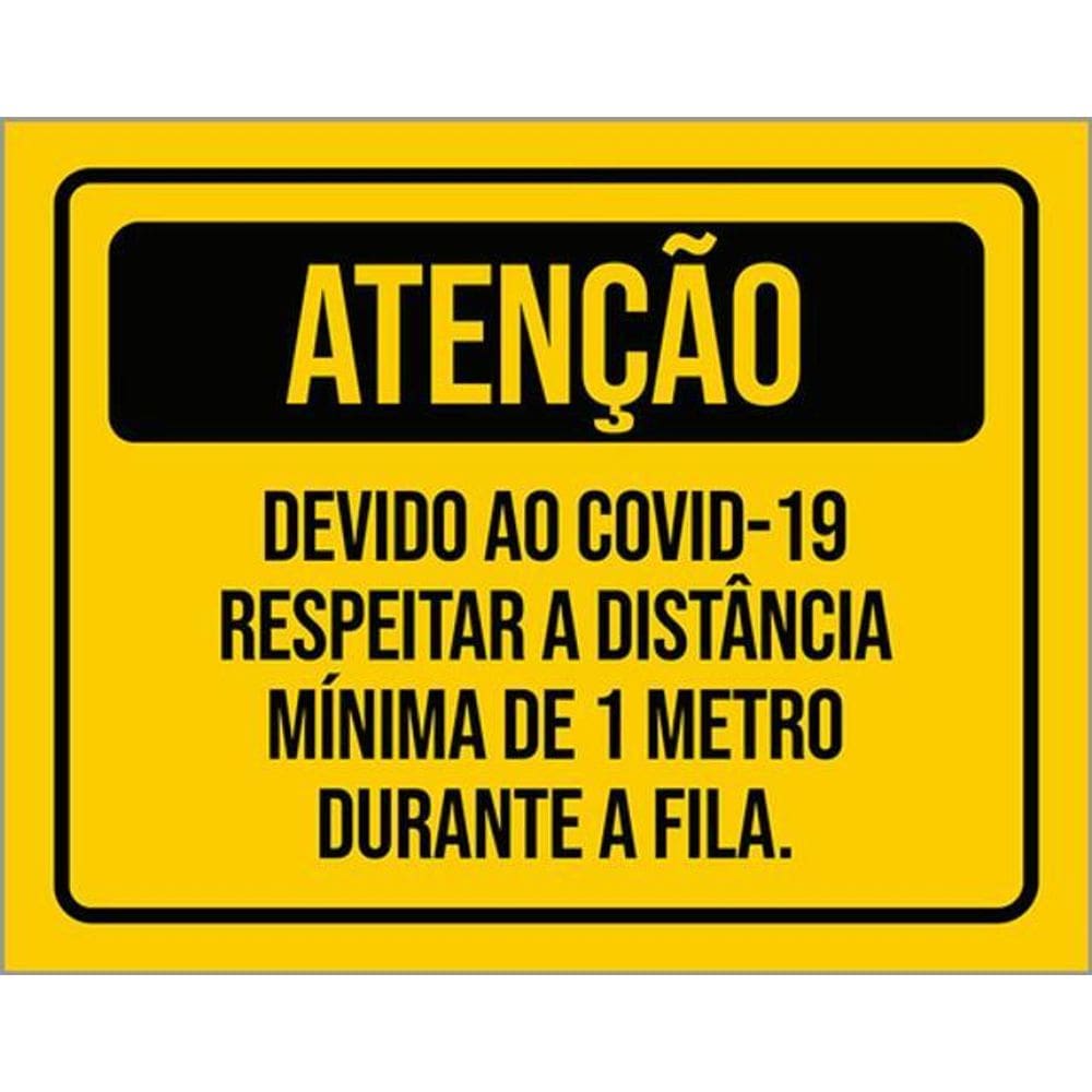 Kit 10 Placa Respeitar A Distância Mínima 1 Metro 36X46