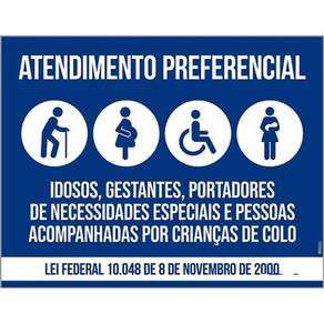 Kit 3 Placas Azul Atendimento Preferencial 36X46